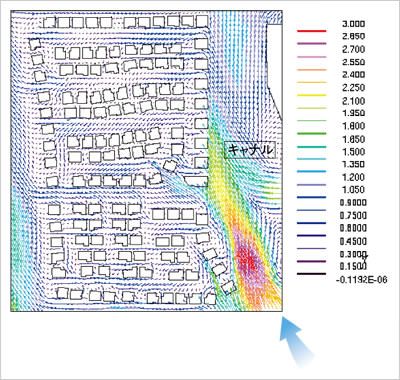 まち全體の風(fēng)の流れをシミュレーション