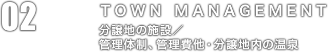 02：TOWN MANAGEMENT 分譲地の施設(shè)／管理體制、管理費(fèi)他?分譲地內(nèi)の溫泉