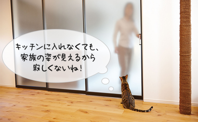 キッチンに入れなくても、家族の姿が見えるから寂しくないね!