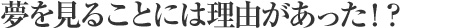 夢(mèng)を見ることには理由があった！？
