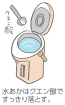 水あかはクエン酸ですっきり落とす。